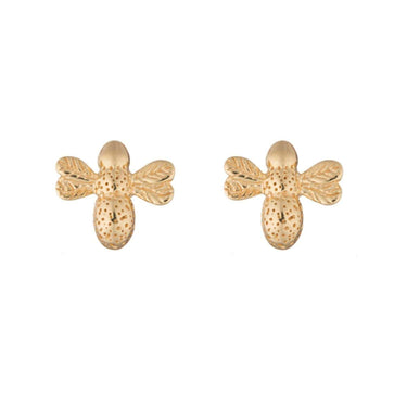 Gold Plated Bee Stud Earrings by Lily Charmed
