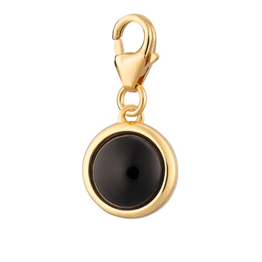 Gold Plated Black Onyx Protection Healing Stone Charm - Lily Charmed