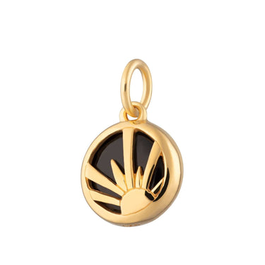 Gold Plated Black Onyx Protection Healing Stone Charm - Lily Charmed