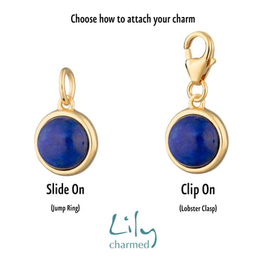 Gold Plated Blue Lapis Wisdom Healing Stone Charm - Lily Charmed
