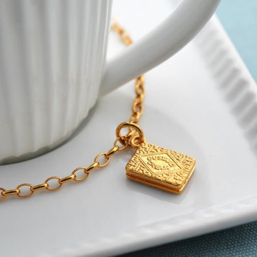 Personalised Gold Plated Custard Cream Bracelet - Lily Charmed