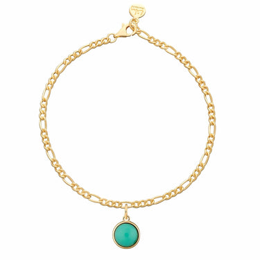 Gold Plated Chrysoprase Touchstone Figaro Charm Bracelet - Lily Charmed