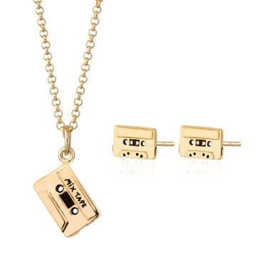 Gold Plated Cassette Tape Jewellery Set by Lily Charmed