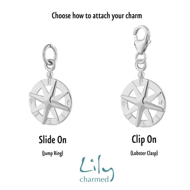 Silver Compass Charm | Silver Charms by Lily Charmed