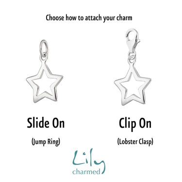 Silver Open Star Charm  for Charm Bracelet by Lily Charmed
