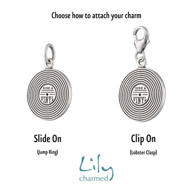 Silver Vinyl Record Charm to Build Your Own Charm Bracelet | Lily Charmed