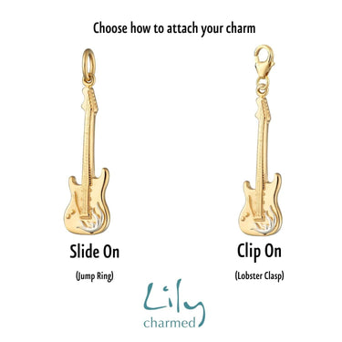 Gold Electric Guitar Charm | Music Themed Jewellery | Lily Charmed