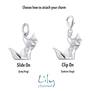 Silver Origami Fox Charm by Lily Charmed