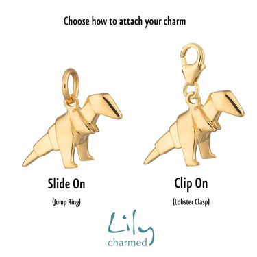 Gold Origami T-Rex Dinosaur Charm by Lily Charmed