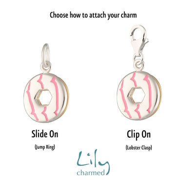Silver Party Ring Charm with Pink Enamel by Lily Charmed