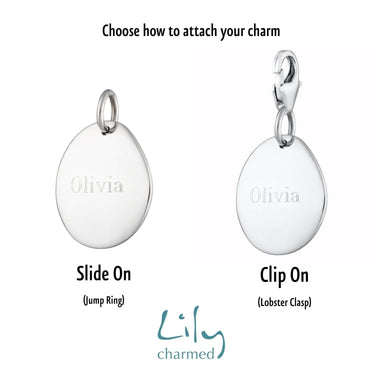 Engraved Silver Pebble Charm by Lily Charmed