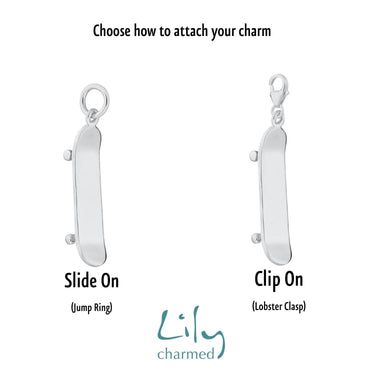 Silver Skateboard Charm by Lily Charmed