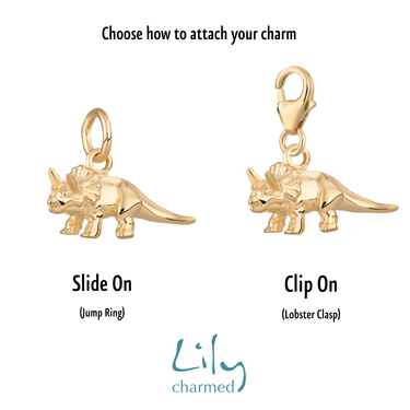Gold Plated Triceratops Dinosaur Charm - Lily Charmed