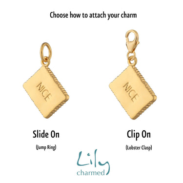 Gold Nice Biscuit Charm | Biscuit Charm Jewellery | Lily Charmed