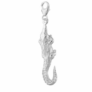 Silver Crocodile Charm | Slide on or Clip on Charm | Lily Charmed