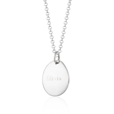 Engraved Silver Pebble Necklace by Lily Charmed