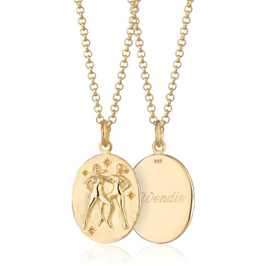 Gold Plated Gemini Zodiac Necklace - Lily Charmed