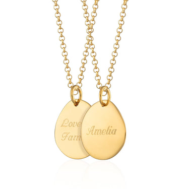 Engraved Gold Pebble Necklace | Personalised Gold Necklaces by Lily Charmed