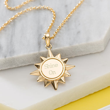 Engraved Gold Plated Sunshine Necklace - Lily Charmed