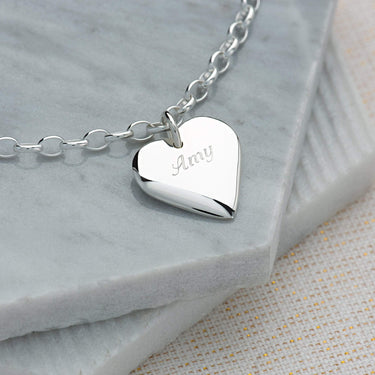 Engraved Silver Heart Bracelet - Lily Charmed