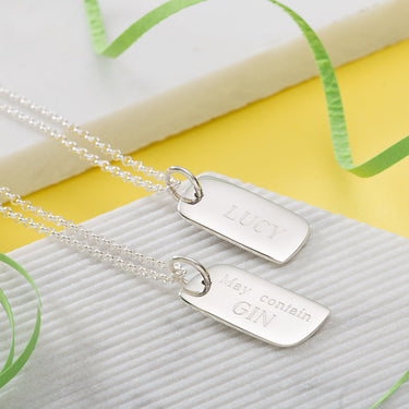 Engraved Silver Tag Necklace (Small) - Lily Charmed