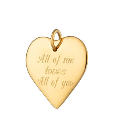 Engraved Gold Plated Large Heart Charm by Lily Charmed