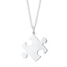 Engraved Silver Large Jigsaw Puzzle Piece Necklace by Lily Charmed