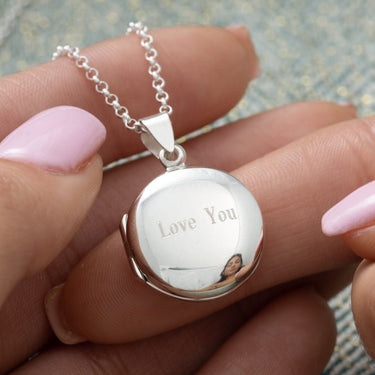 Engraved Silver Circle Dome Locket by Lily Charmed