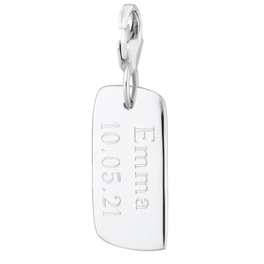 Engraved Silver Tag Charm by Lily Charmed