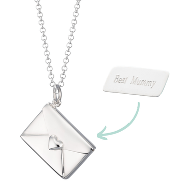 Personalised Silver Envelope Necklace with Engraved Insert by Lily Charmed