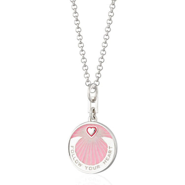 Silver Follow Your Heart Pink Coin Necklace | Lily Charmed Jewellery