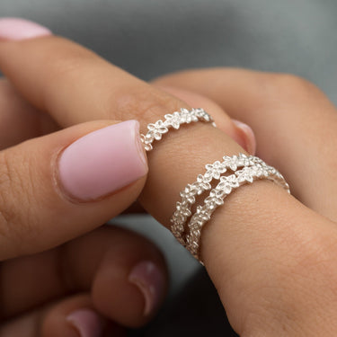 Silver Forget me Not Flower Stacking Ring by Lily Charmed