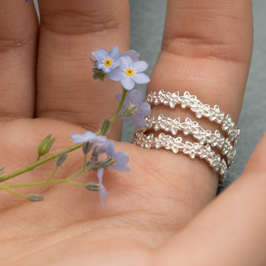 Silver Forget me Not Flower Stacking Ring by Lily Charmed