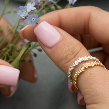 Gold Plated Forget me Not Flower Stacking Ring by Lily Charmed