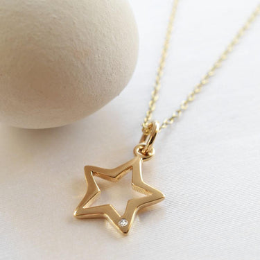 9 Carat Gold and Diamond Open Star Necklace | Dimaond Necklaces by Lily Charmed
