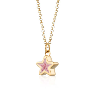 Gold Plated Pink Star Charm Necklace by Lily Charmed