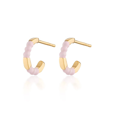 Gold Plated Enamel Dot Huggie Hoop Earrings by Lily Charmed