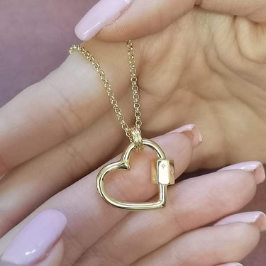 Gold Plated Heart Carabiner Charm Lock by Lily Charmed