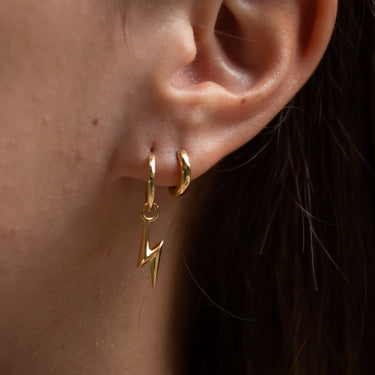 Gold Plated Lightning Bolt Charm Hoop Earrings - Lily Charmed