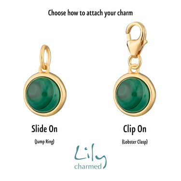 Gold Plated Malachite Healng Stone Crystal Charm (Healing) - Lily Charmed
