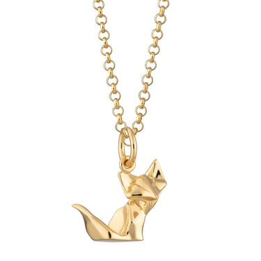 Gold Origami Fox Charm Necklace by Lily Charmed