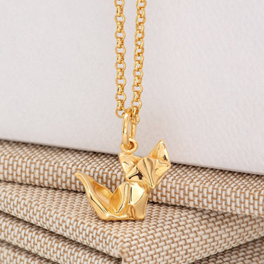Gold Origami Fox Charm Necklace by Lily Charmed