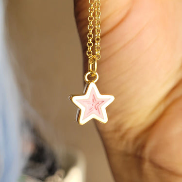 New Ins Vintage Pink Star Moon Necklace Gold-plated Star Moon Zircon Pendant  Necklaces For Women
