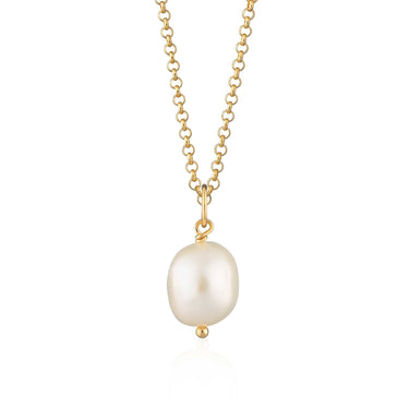 Gold Plated Baroque Pearl Necklace