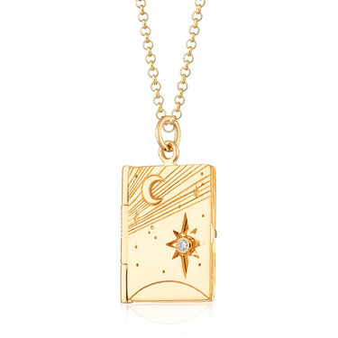 Gold Celestial Locket Necklace by Lily Charmed