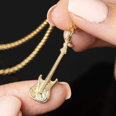 Gold Electric Guitar Charm Necklace | Lily Charmed