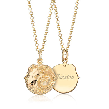 Gold Plated Aries Zodiac Star Sign Necklace by Lily Charmed