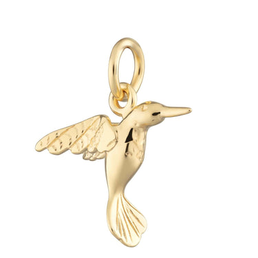 Gold Plated Hummingbird Charm | Slide on or Clip on Bird Charm | Lily Charmed