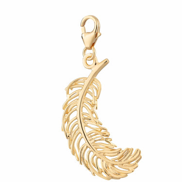 Gold Plated Large Feather Boho Charm by Lily Charmed