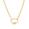 Gold Plated Oval Carabiner Curb Chain Necklace by Lily Charmed